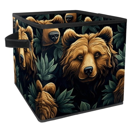 Bear Foldable Storage Containers with Handle, 10.8"x10.5"x10.6", Large Capacity Toy Storage Box