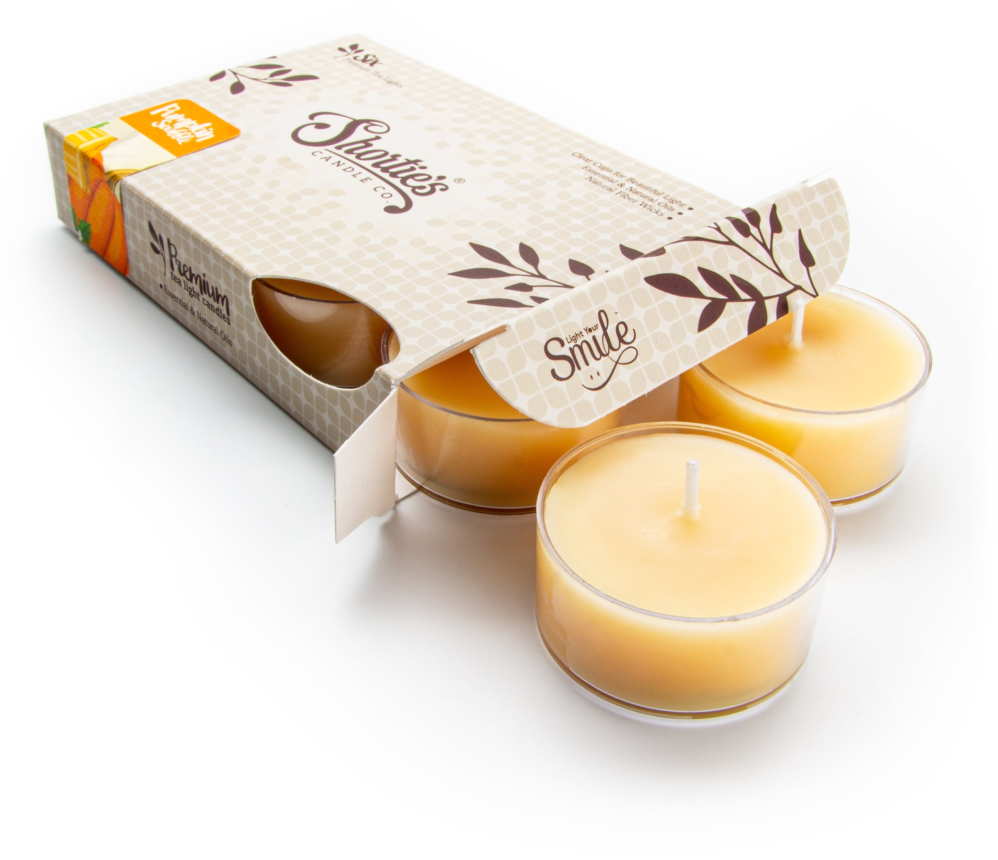 Pumpkin Souffle Tealight Candles - 6 Beige Premium Scented Tea Lights - Shortie's Candle Company