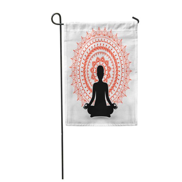 POGLIP Mind Black Silhouette of Woman in Meditation Pose Peace Garden Flag Decorative Flag House Banner 28x40 inch
