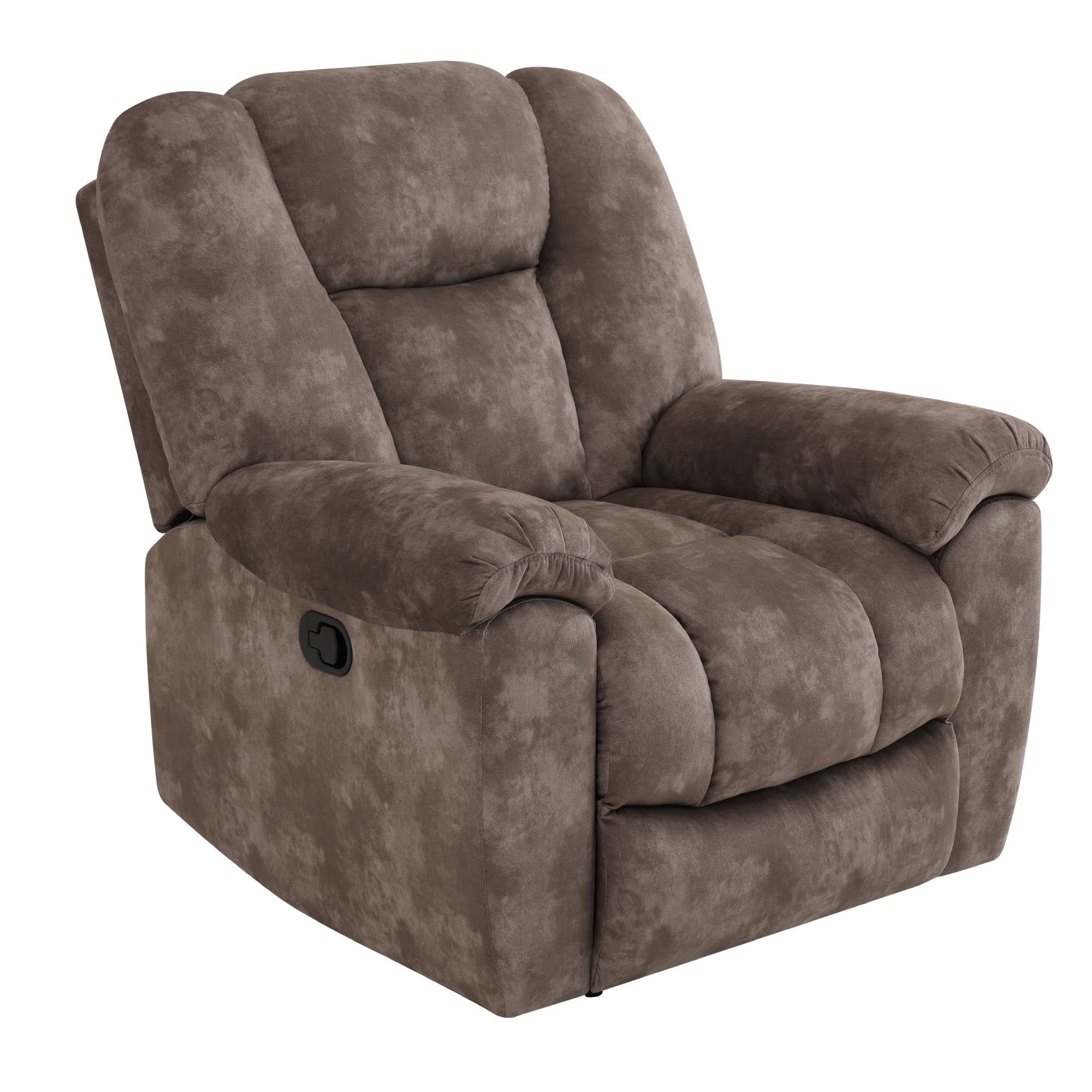Manual Recliner Chair, Fabric Recliner Sofa Couch Reclining Chair with Overstuffed Armrest for Living Room, Bedroom, Brown