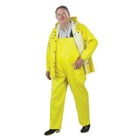 Polyester Yellow Raincoat (Onguard Industries Medium Yellow Webtex PVC And Non Woven Polyester Rain Jacket With Storm Flap Front Zipper Closure And Snap)