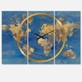 thumbnail image 3 of Designart 'Golden Glam World Map' Traditional Wall Clock, 3 of 5
