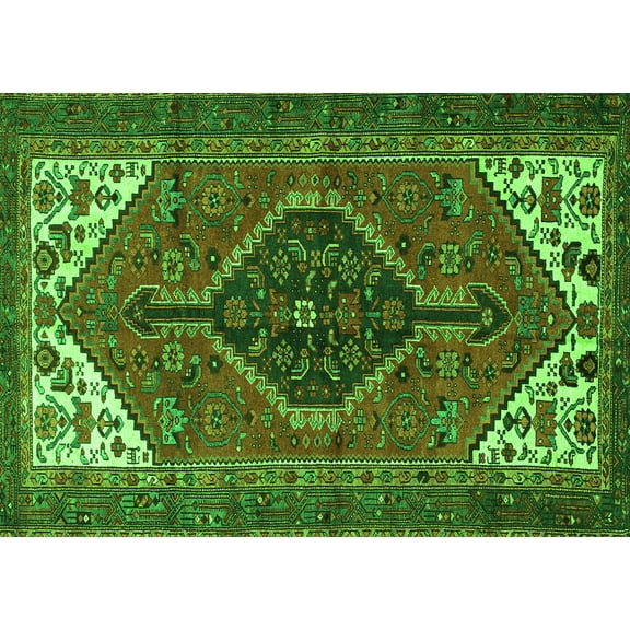 Ahgly Company Indoor Rectangle Persian Green Traditional Area Rugs, 5' x 7'
