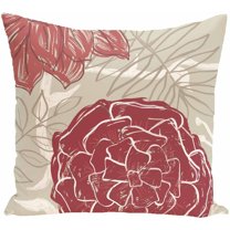 Simply Daisy 16" x 16" Flowers and Fronds Floral Print Pillow, Taupe