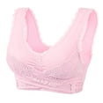 thumbnail image 1 of Sujetador push-up ajustable con borde de encaje y hebilla lateral cruzada frontal sin aro de acero, ropa interior para correr y yoga, 1 of 5