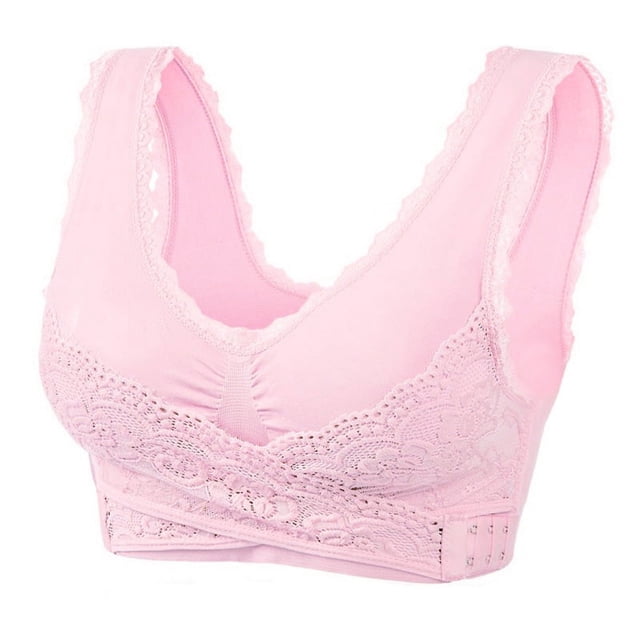 Sujetador push-up ajustable con borde de encaje y hebilla lateral cruzada frontal sin aro de acero, ropa interior para correr y yoga