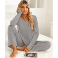 thumbnail image 5 of SOMER 2 Piece Fall Women Pajama Sets Long Sleeve Cotton Causal Pj Set Ladies Lounge Set with Pockets, 5 of 6