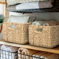 thumbnail image 5 of happimess Leif Rustic Minimalist Hand-Woven Hyacinth Nesting Baskets with Handles, Natural (Set of 2), BSK1008A-2SET, 5 of 9