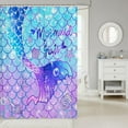 thumbnail image 2 of Mermaid Shower Curtain for Kids Girls Teal Blue Purple Mermaid Tail Print Bath Curtain with 12 Hooks Cute Bathroom Decor Shower Curtain Set Mermaid Fish Scale Glitter Decor,72x72 Inches, 2 of 6