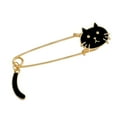 thumbnail image 2 of Black Gold Alloy Animal Cat Brooch Safety Pin Lapel, 2 of 7