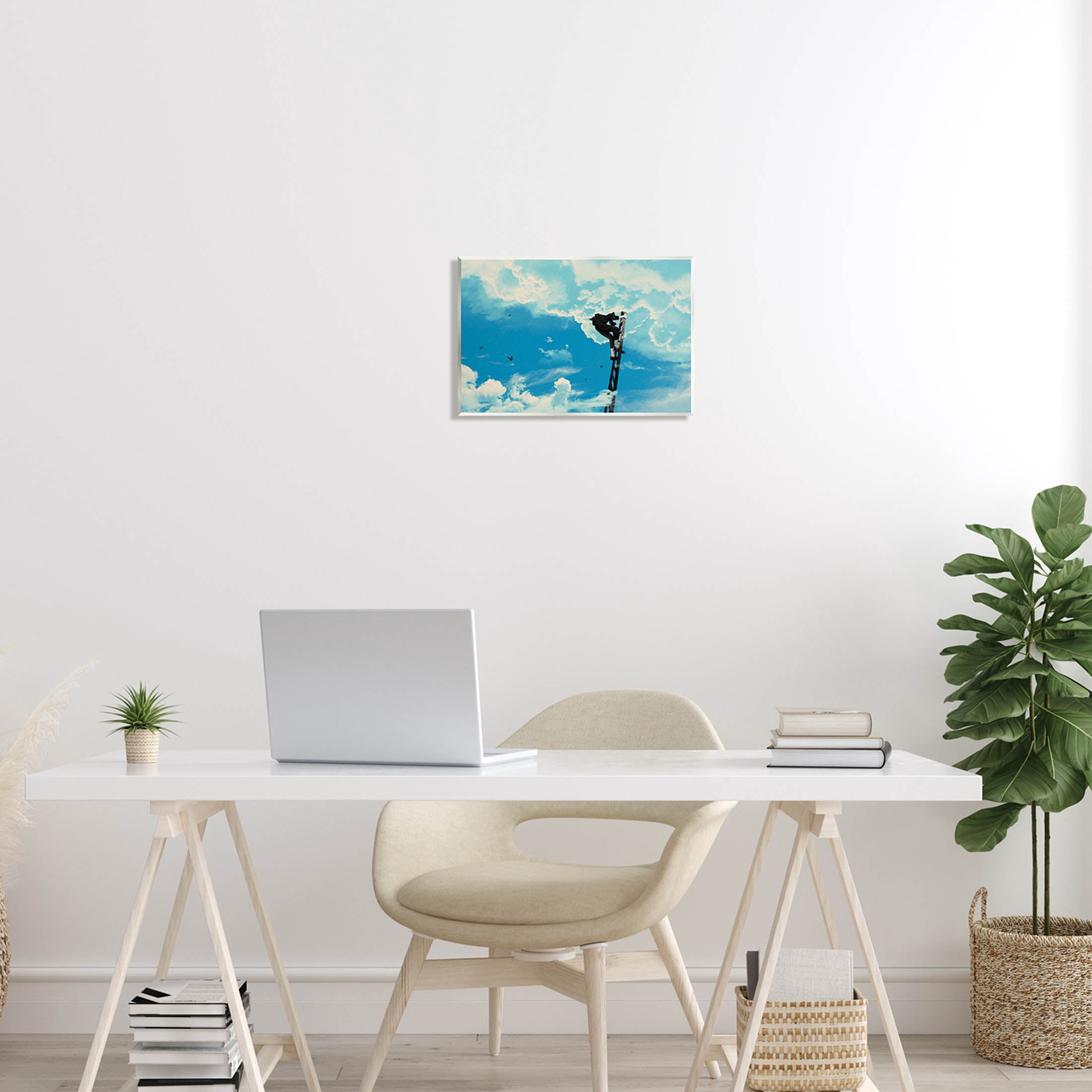 Stupell Industries Climbing Ladder Into Clouds Concept Graphic Art Unframed Art Print Wall Art, Design by Matheus Lopes Castro