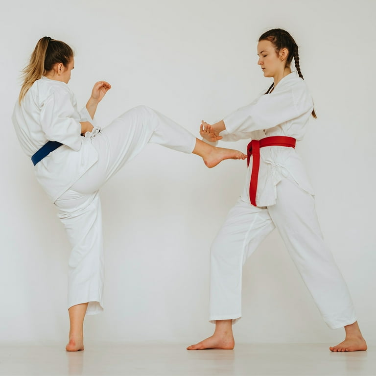 Martial Arts Belt With White Stripe 1.5" Wide Karate Taekwondo Double Wrap Belts