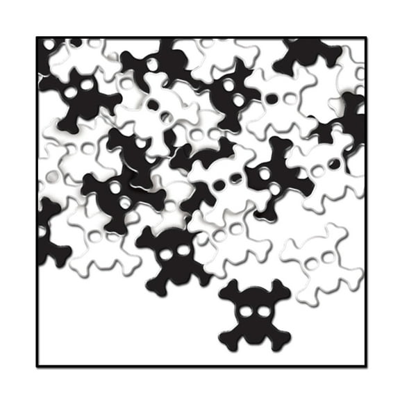 Party Central Club Pack of 12 Black and White Skull & Crossbones Pirate Celebration Confetti Bags 1