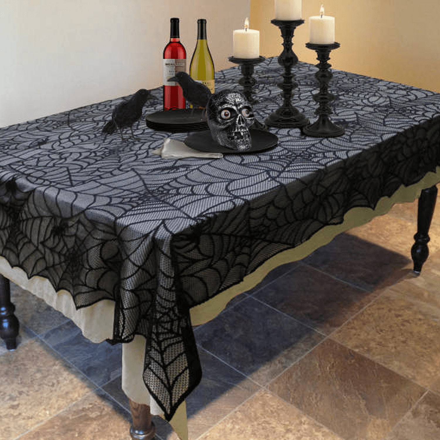 Gothic Witch-SPIDER WEB COBWEB DOOR TABLE COVER CLOTH-Halloween Party Decoration 