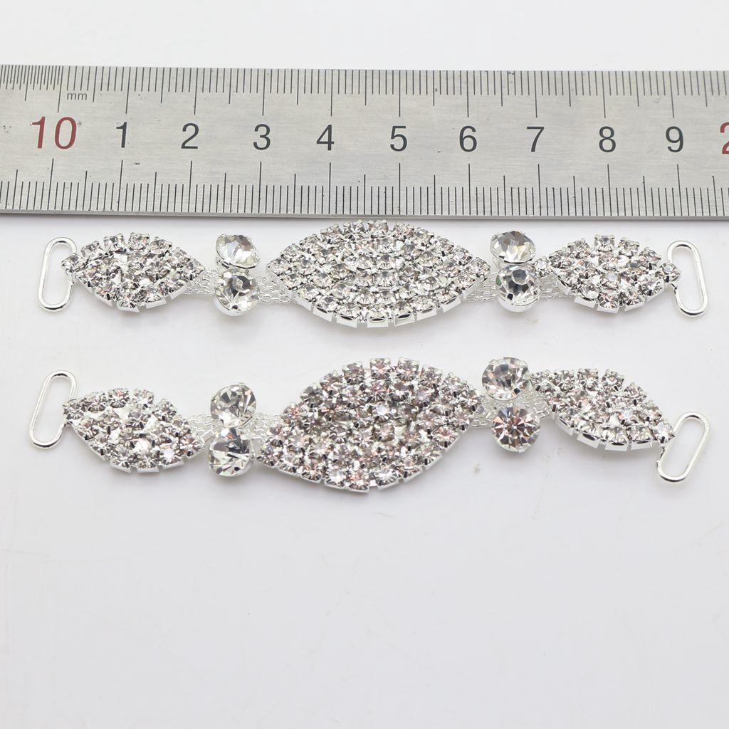 HOMYL 4X 2 Pieces Metal Chain Buttons Rhinestone Bikini Swimwear Connectors Buckle