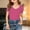 Hot Pink, variant on Big Girls T-Shirts Tops Short Sleeve Ribbed V Neck T Shirt Comfortable Casual Tops For Big Kids And Tweens Soft Breathable Daily Wear Brown 13-14T