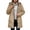 Khaki, variant on Unir Sherpa Lined Hooded Windbreaker Jacket for Women, Full Zip Long Sleeve, Casual Mid Length Fall Winter Outerwear, 1 Piece, S-XXL, Plus Size Friendly