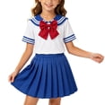 thumbnail image 6 of Girls Dress Sailor School Uniform Shirt Skirt Bow Tie Outfits Navy Suit Size 5-12 Blue, 6 of 9