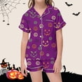 thumbnail image 2 of Weebloom Halloween Toddler Girls' Pajama Sets Cute Pumpkin Pajamas Set Soft Printed Kids Short Sleeve Button Down Shirt And Shorts For And Youth Sleepwear Nightwear Pjs Loungewear 2-3 Years, 2 of 4