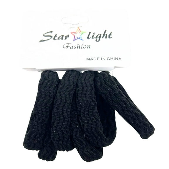Elastic Black Stretch Hair Ties: 6CT
