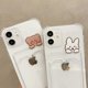 thumbnail image 3 of Compatible con funda de iPhone, lindo conejito de dibujos animados Kawaii, oso, ranura para tarjeta de crédito, billetera, protección de esquina transparente, cubierta suave a prueba de golpes Ph, 3 of 5