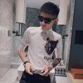 thumbnail image 3 of Camisa de hombre con estampado Camisas estampadas para hombre Gráfico Blanco Media manga Estilo coreano Botones Diseñador Xxl Nuevo en Aesthetic SI, 3 of 4