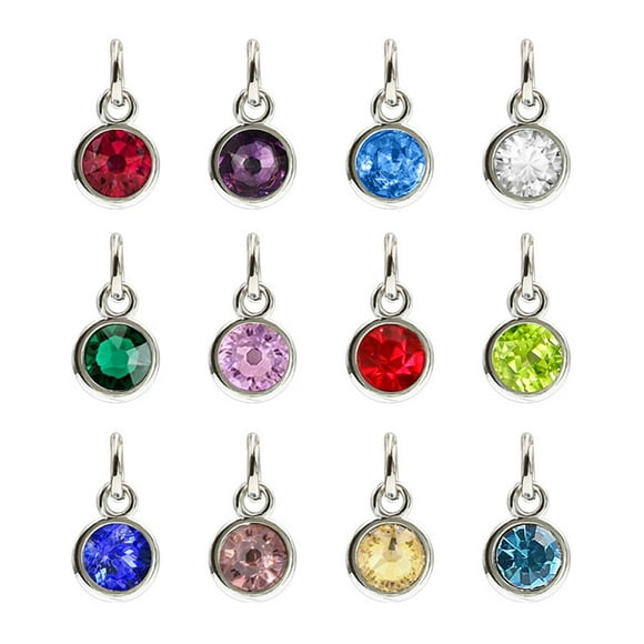 24pcs Stainess Steel Birthstones Pendant DIY Handmade Jewelry Accessories (Mixed Color)