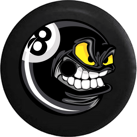 2018 2019 Wrangler JL Backup Camera Cartoon Angry Poolball Billiards 8 Ball Spare Tire Cover for Jeep RV 32