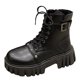 thumbnail image 1 of NECHOLOGY Zapatos Botines de mujer Nuevas botas de mujer con hebilla de cuero con cordones y parte inferior gruesa botas Matsutake pantalones cortos para motocicleta con cabeza redonda (Black 8), 1 of 6
