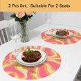 thumbnail image 5 of Pink Orange Round 15 Inch Placemats Set of 2, Art Abstract Modern Geometric HeatResistant Non Slip Place Mats for Dining Table, Wipeable Braided Kitchen Table Mats for Housewarming, 5 of 9