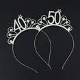 thumbnail image 2 of Popular Rhinestone Crown Headdress Birthday Party Tiara Crown Headband Hair Loop Decoration 16th 18th 20th 21st 30th 50th 60th 80th Birthday Favor, 2 of 8