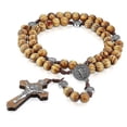 thumbnail image 3 of Religious Wooden Antique Cross Rosary Pendant Necklaces Jesus Saint Benedict Beaded Necklace For Men Women Jewelry Gifts Collar, 3 of 5