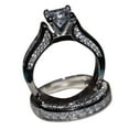 thumbnail image 4 of ZTTD 2-in-1 Womens Vintage White Diamond Silver Engagement Wedding Band Ring Set - Size 6~11, 4 of 6