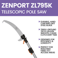 thumbnail image 3 of Zenport ZL795K Telescopic Pole Saw with Pole, Extends 14.5-Feet, Silver, 3 of 4