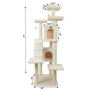 Armarkat 77-in Real Wood Cat Tree & Condo Scratching Post Tower, White