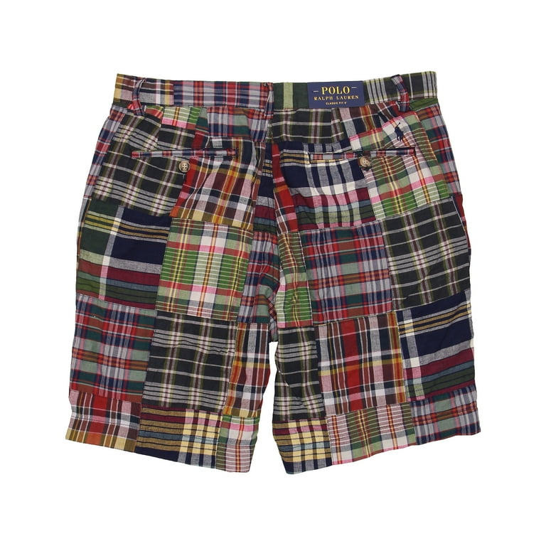 Polo Ralph Lauren Mens Patch Plaid Flat Front Walking Shorts Polo Ralph Lauren Mens Patch Plaid Flat Front Walking Shorts