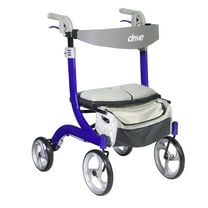 Drive Medical Nitro DLX Euro Style Rollator Rolling Walker, Sleek Blue