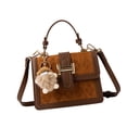 thumbnail image 2 of Bolso bandolera ajustable para compras informales, colgante incluido, talla única, bolso marrón con dijes, 2 of 8