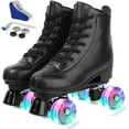 thumbnail image 1 of jessie Patins à Roulettes en Cuir PU Patins à Roulettes pour Femmes Extérieur et Intérieur Patins à Roulettes Réglables à Quatre Roues de Qualité Supérieure pour Femmes Hommes Garçons et Filles (Flash Wheel,7), 1 of 9