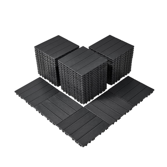 VEVOR Interlocking Deck Tiles, 54 Pack,12"x12" 54 sq. ft Plastic Waterproof Outdoor Flooring All Weather Use, Patio Floor Decking Covering Tiles for Porch Poolside Balcony Backyard, Dark Grey
