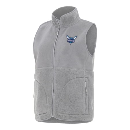 Women s Antigua Gray Charlotte Hornets Nostalgic Full-Zip Vest