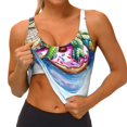 thumbnail image 3 of Gukieu Alligator Donut Pool Float Print Women's Sports Vest, Low-neck U-shaped Removable Pad Sports Bra for Yoga, Exercise, Dance-Medium, 3 of 8