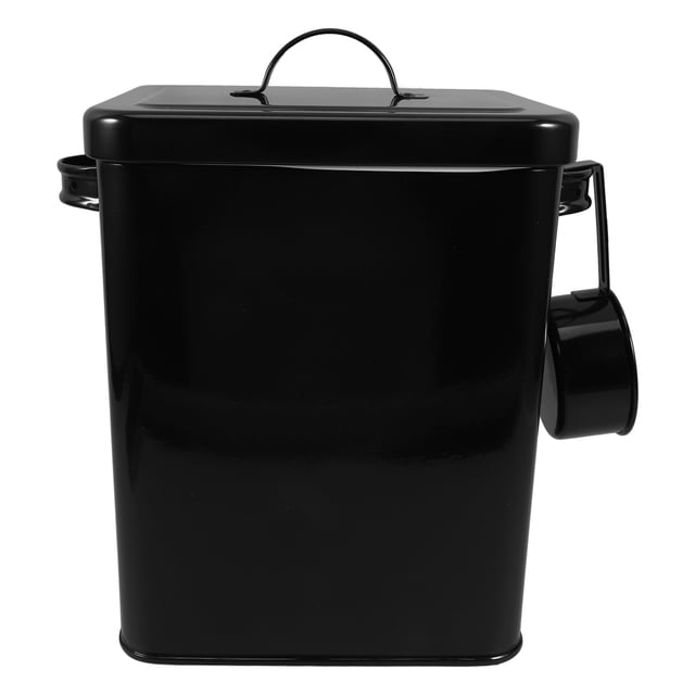 GOOHOCHY Cubo de metal con cuchara para harina de arroz, recipiente hermético con tapa, contenedor multifunción para alimentos de cocina.
