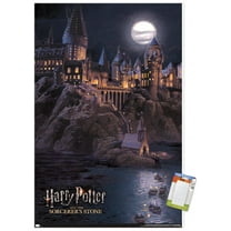 Harry Potter and the Sorcerer's Stone - Hogwarts at Night Wall Poster, 22.375" x 34"