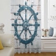thumbnail image 6 of Teal Coastal Sheer Curtains 63 Inches Long, Nautical Summer Rudder Vintage Light Filering Curtains, Breathable Simi Curtain Privacy Drapes for Living Room Bedroom Lightweight Window Treatment, 6 of 9