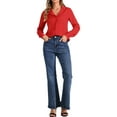 thumbnail image 2 of INSPIRAR CHIC Camisas de Manga Larga Impresas de los Años 50 para Mujeres con Lunares en Forma de Corazón L Rojo Oscuro, 2 of 5