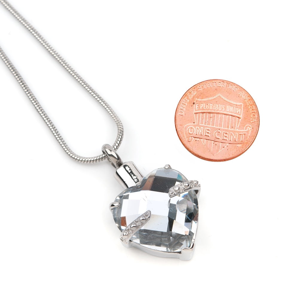Cremation Urn For Human Ashes Heart Memorial Jewelry April Birthstone Crystal Heart Keepsake Ashes With Velvet Jewelry Box