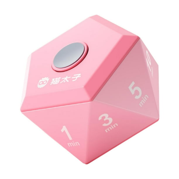 Temporizador de cubo para niños, recargable por USB, 6,5 x 6,5 x 4,2 cm, portátil, para cocina Rosa