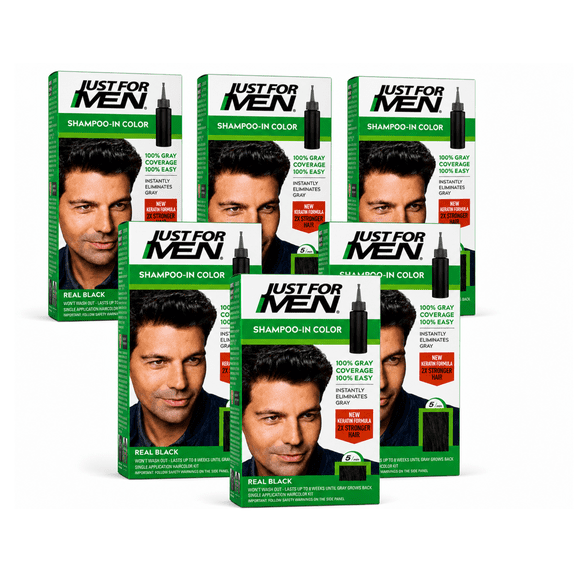 Just For Men Hair Color Real Black Cream, 1 Each 6 Pack