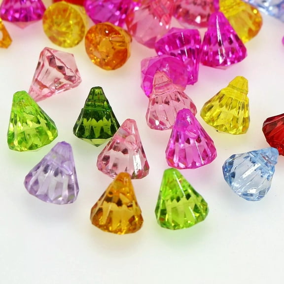U8MO 100 Mixed Color Transparent Acrylic Diamond Shaped Pendants 9mm Top Drilled